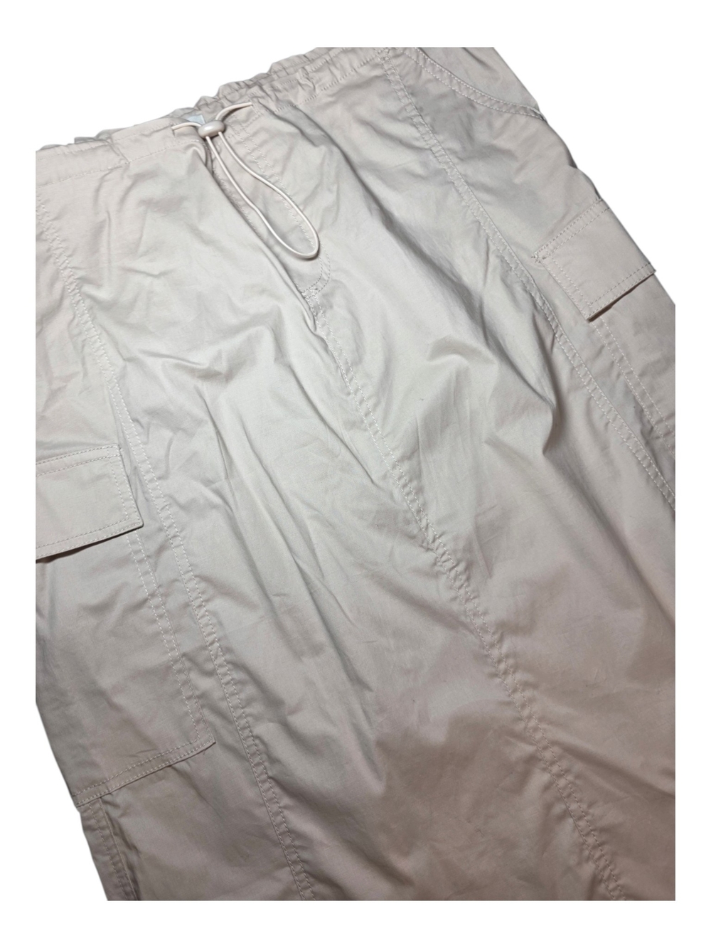 NWT Palm Rio Parachute Cargo Maxi Skirt Tan Utility Drawstring Gorpcore Large